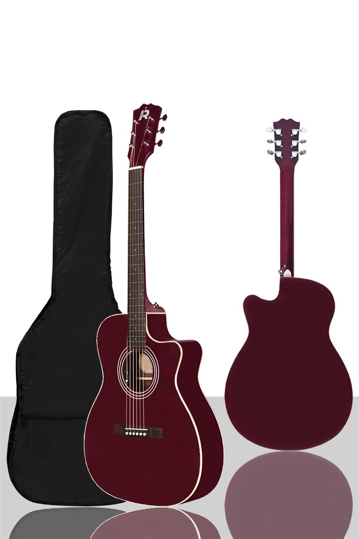 Rennes AG-40BN Crimson Kırmızı Akustik Gitar 4/4 Kesik Kasa (Çanta Tuner Askı Capo Pena Metod)