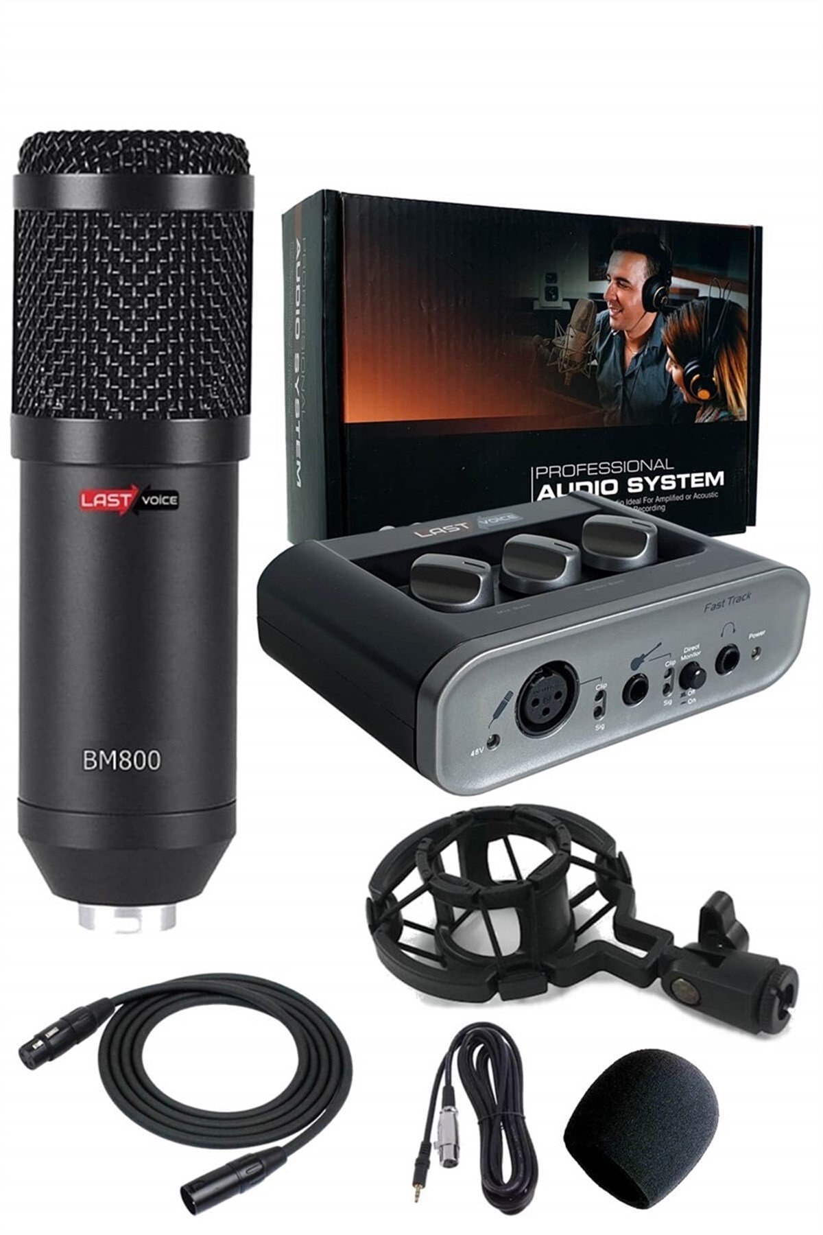 BM800 Mikrofon + Fast Track Usb Ses Kartı