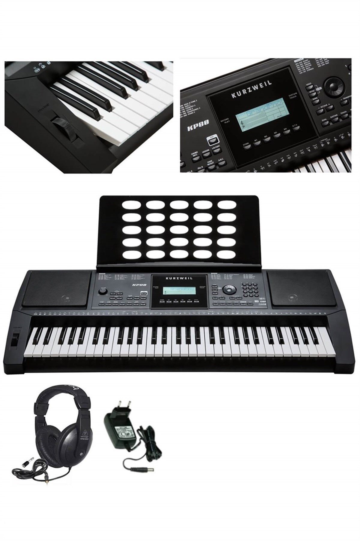 Kurzweil 61 Tuşlu Org Tuş Hassasiyetli Profesyonel KP80 (Adaptör Notalık Behringer Kulaklık)