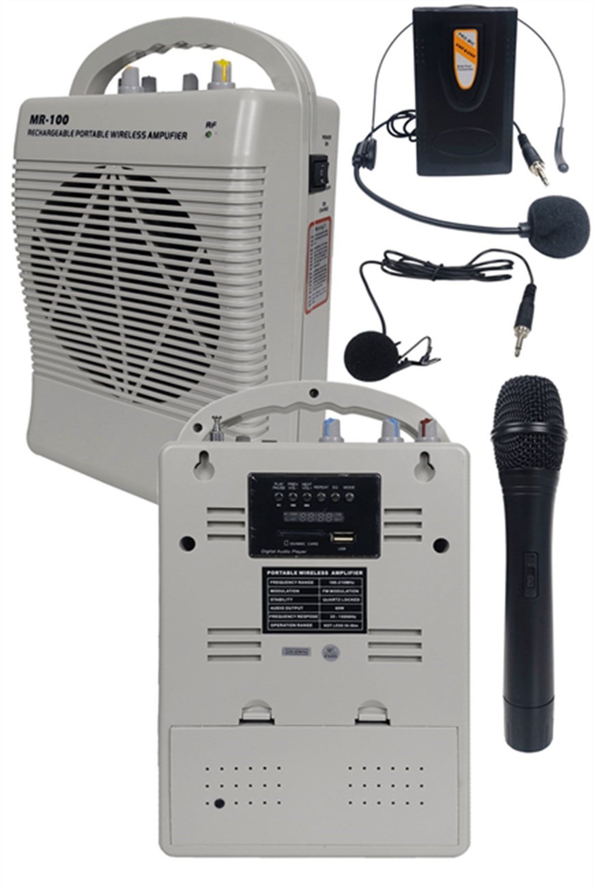 Midex 100 Watt 3 Mikrofonlu FM Radyolu Taşınabilir Şarjlı Portatif Ses Sistemi Hoparlör USB MP3 (MXR-100)