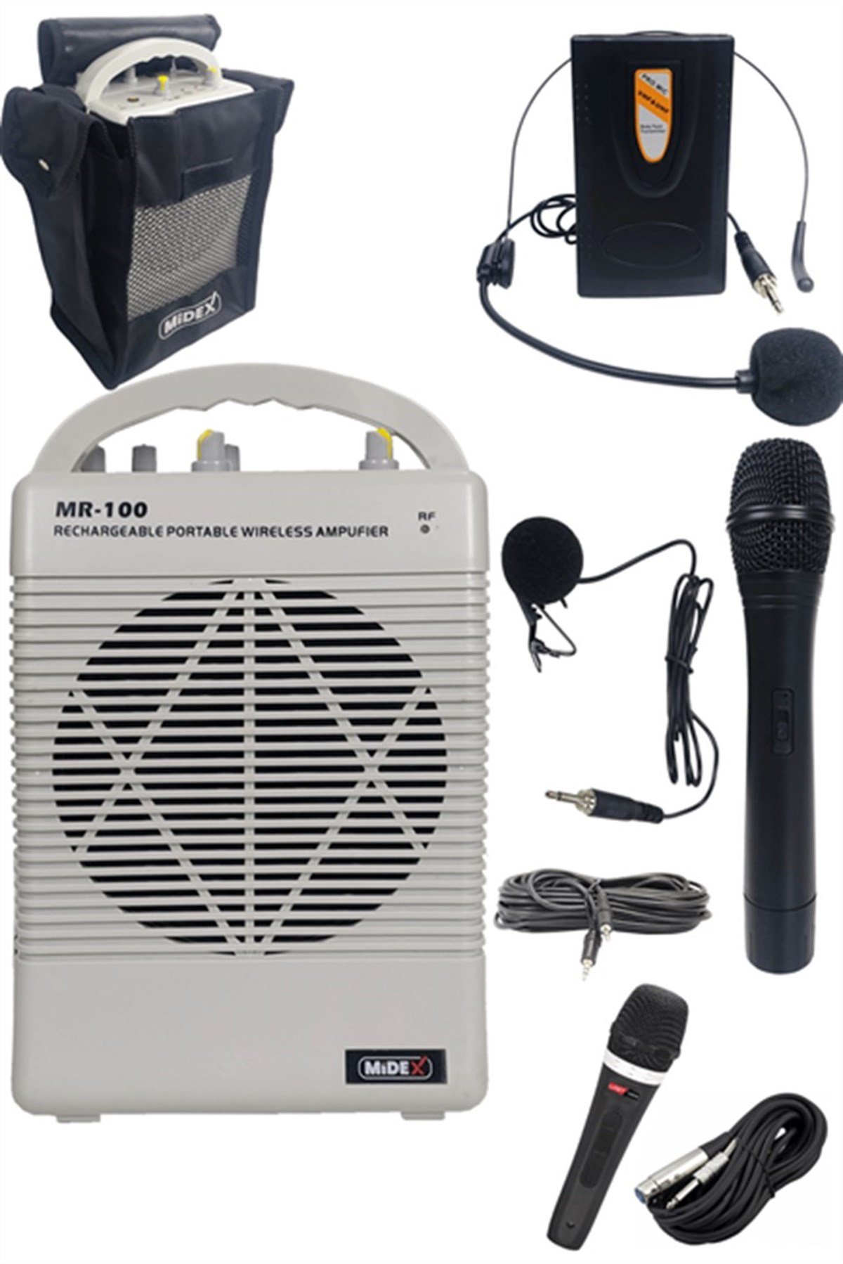 Midex 100 Watt 3 Mikrofonlu FM Radyolu Taşınabilir Şarjlı Portatif Ses Sistemi Hoparlör USB MP3 (MXR-100)