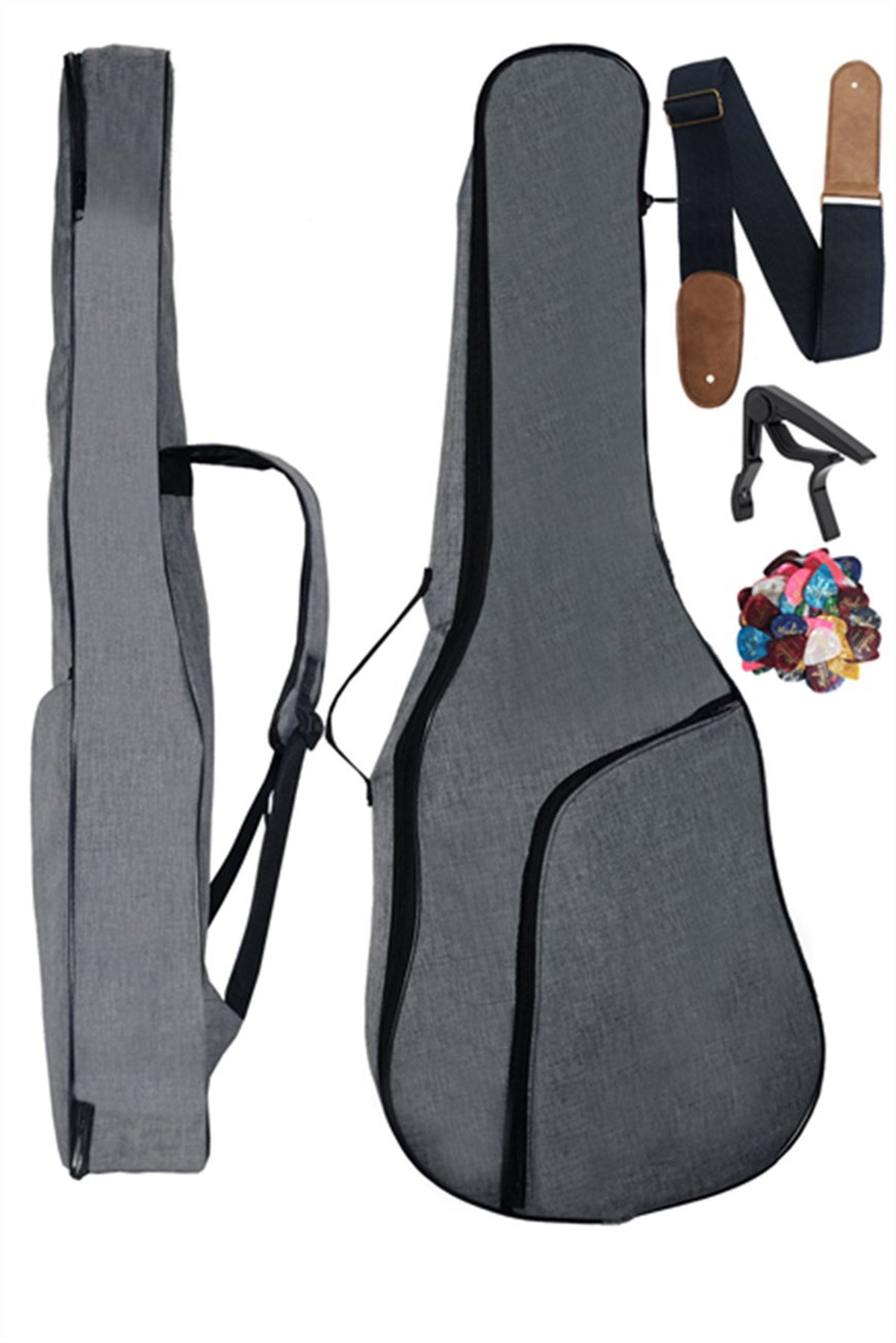 Midex CS-41PUKSET Akustik Gitar Çantası Soft Case Kılıf Gigbag (Askı Capo Pena Dahil)