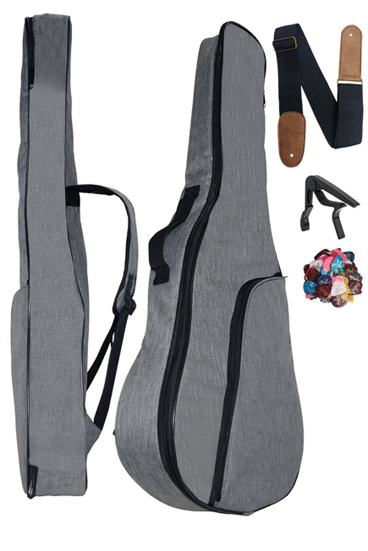 Midex CS-41PUKSET Akustik Gitar Çantası Soft Case Kılıf Gigbag (Askı Capo Pena Dahil)