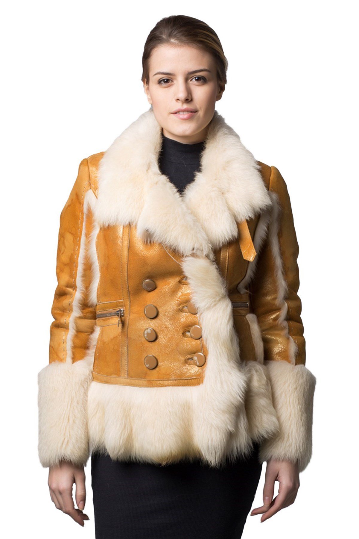 Yellow Gia Women's Fur Coat