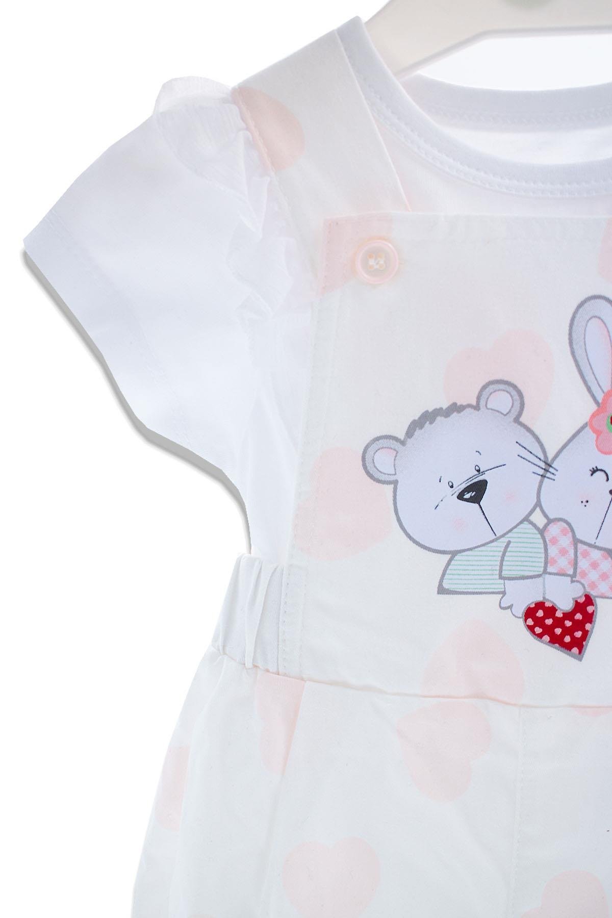 2 PARÇALI SEVİMLİ HAYVANLAR KIZ BEBEK SALOPET TAKIM