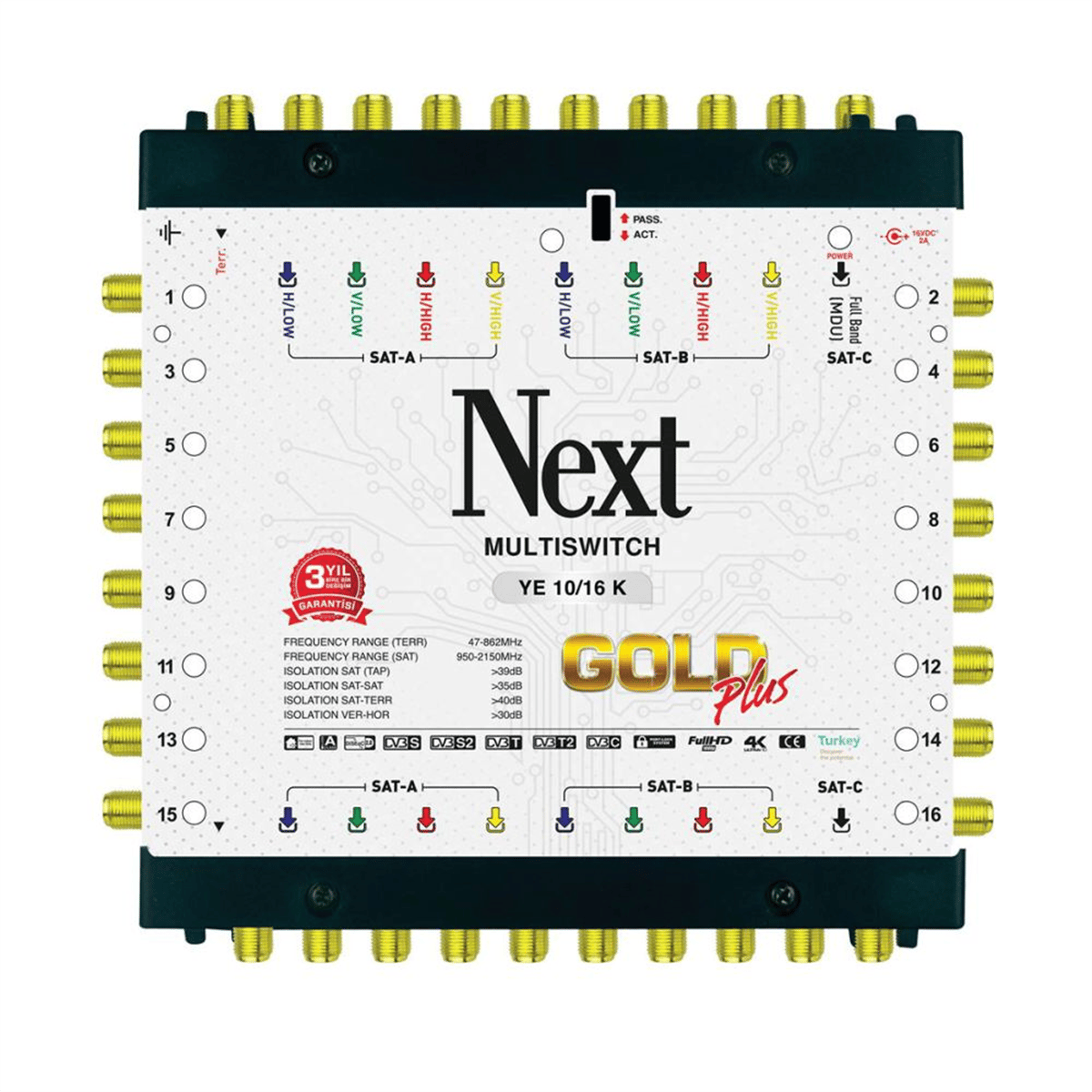 Next 10/16 Kaskatlı Gold Plus Multiswitch Uydu Santrali