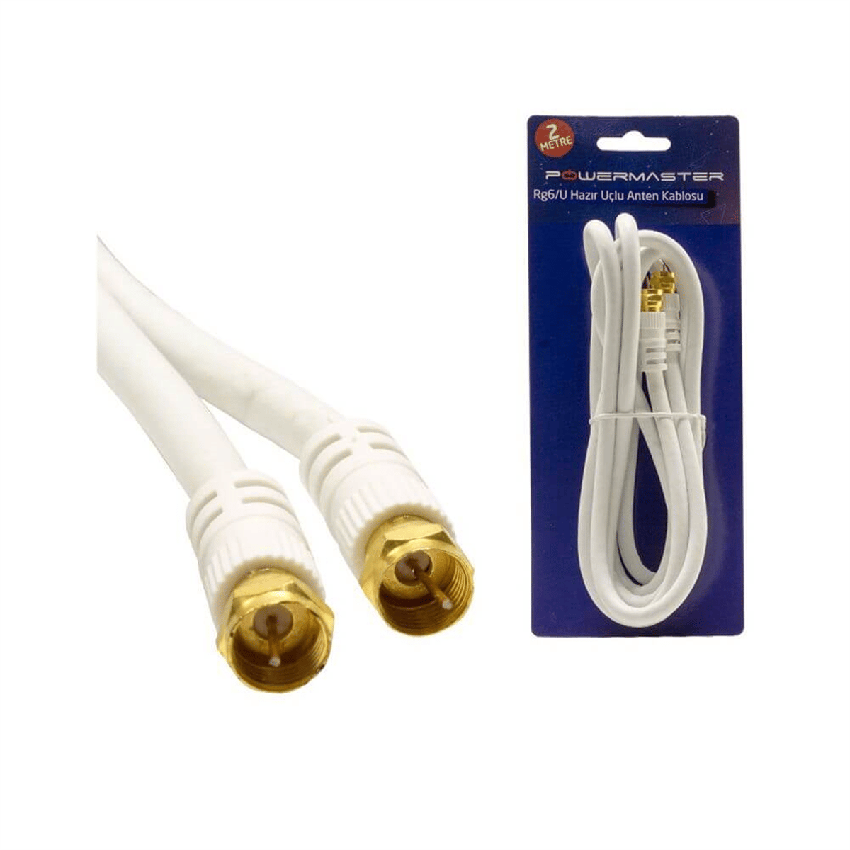 PowermasterUydu Anten KablolarıPowermaster PM-16887 F Konnektörlü 2 Metre Anten Kablosu