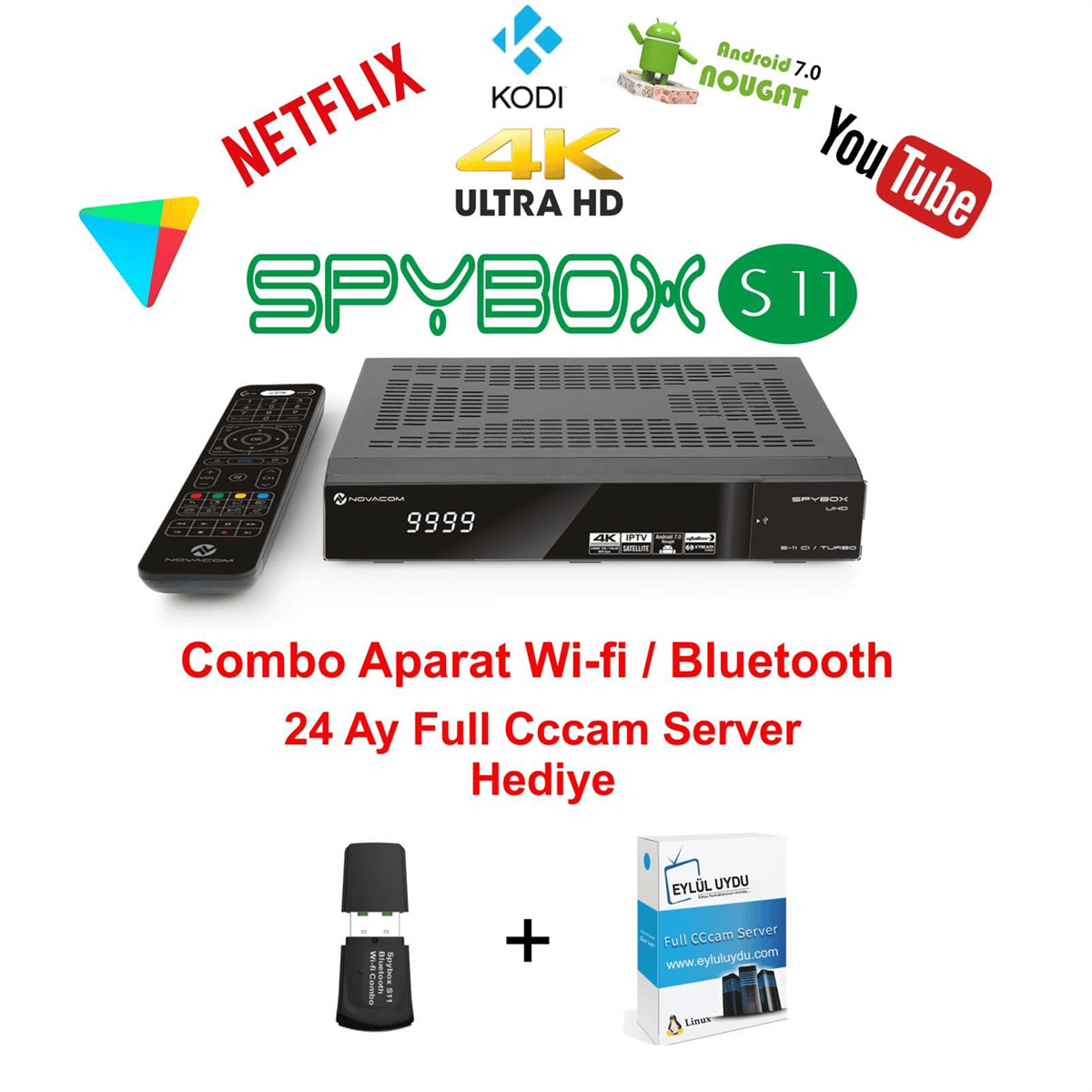 SpyboxSpybox Uydu AlıcılarıNovacom Spybox S11 CI Turbo 4K Uhd Android Uydu Alıcısı