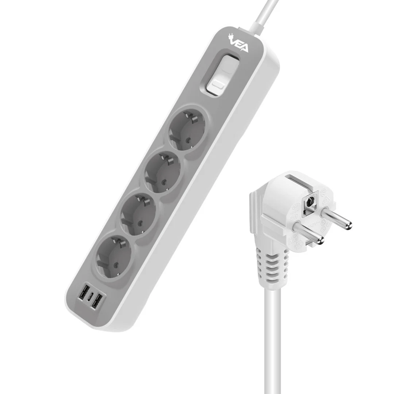 VeaAkım Korumalı PrizlerVea VE-NOVA104U A Class 4'lü 2 Usb'li Anahtarlı 1.5 Metre Grup Priz