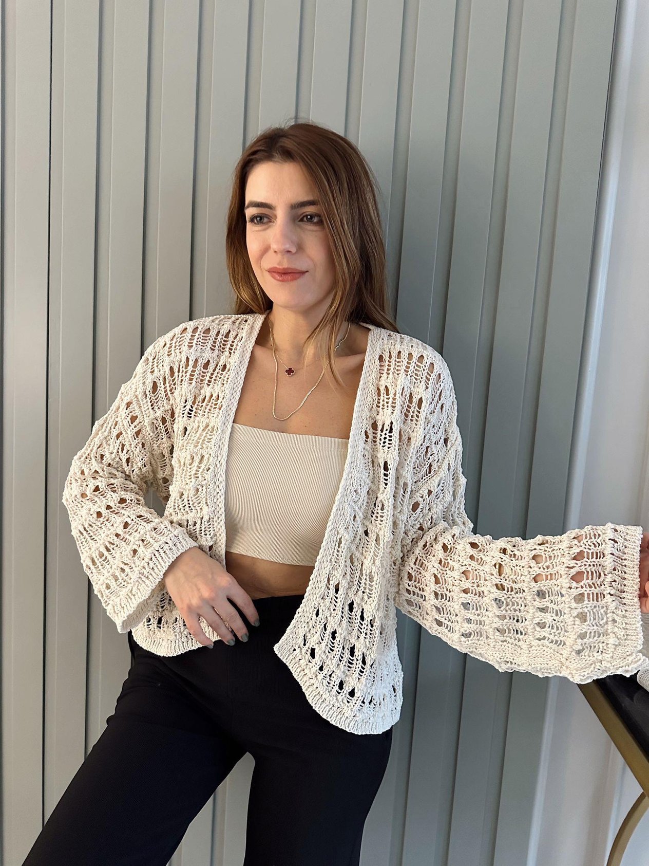 Triko HırkaAjurlu Hırka