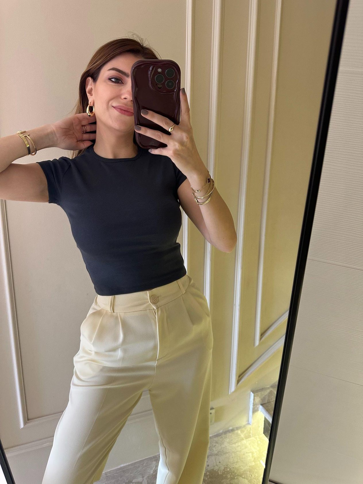 Antrasit Kısa Kol Pamuklu Body