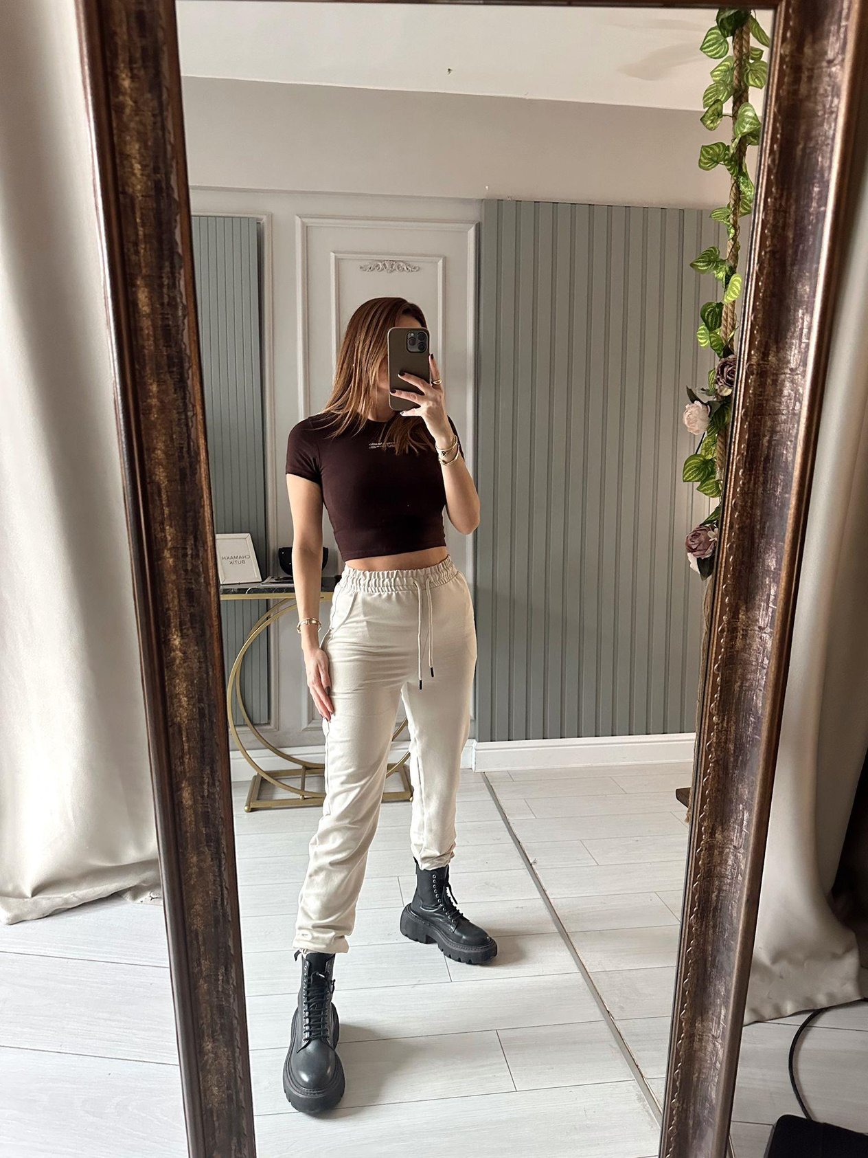 Jogger EşofmanBej İki İplik Paça Lastik Eşofman