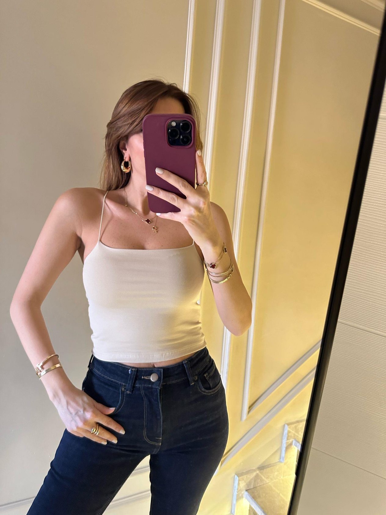 Bej Lastikli İp Askılı Kısa Crop