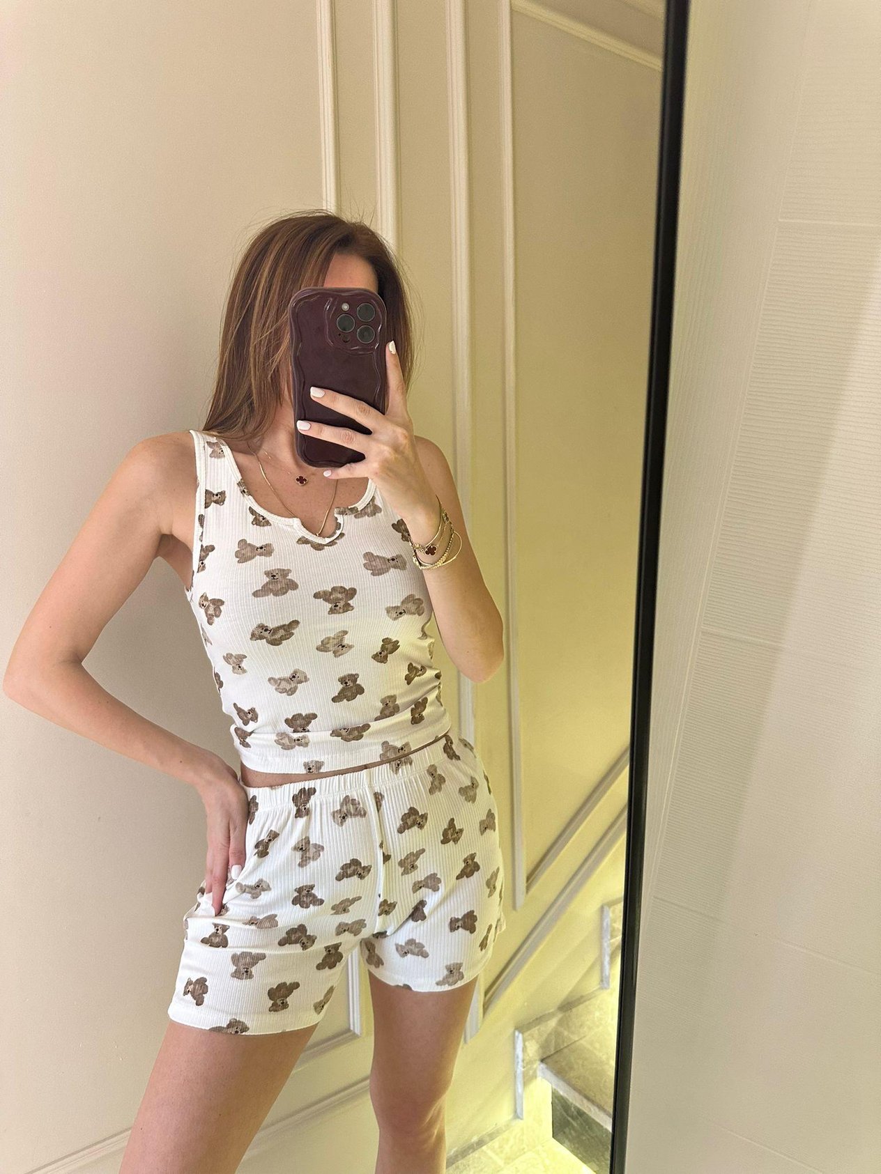 Pijama TakımıBeyaz Bear Kaşkorse Pijama Takımı