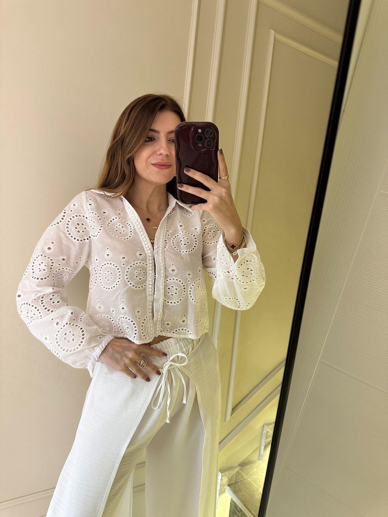 Beyaz Fisto Crop Gömlek