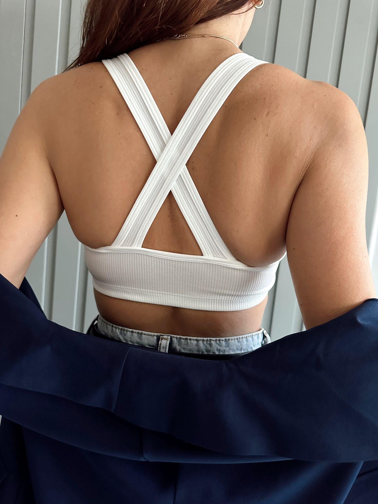 Spor BüstiyerBeyaz Kalın Çapraz Askı Büstiyer