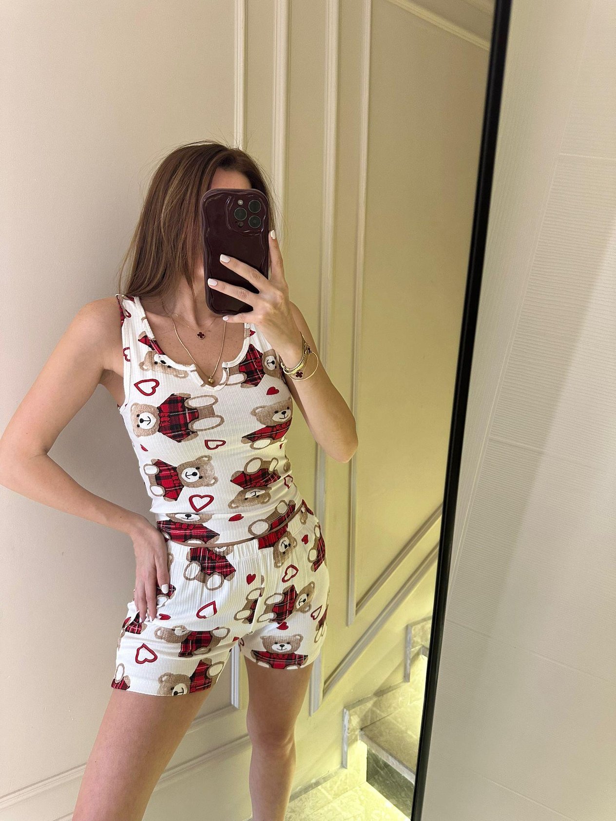 Pijama TakımıBeyaz Teddy Kaşkorse Pijama Takımı