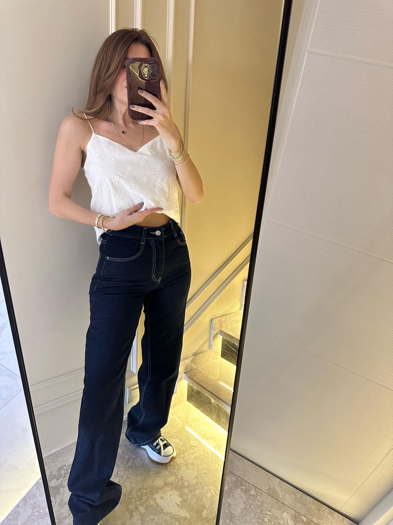 Boru Paça JeanLacivert Yüksek Bel Boru Paça Jean