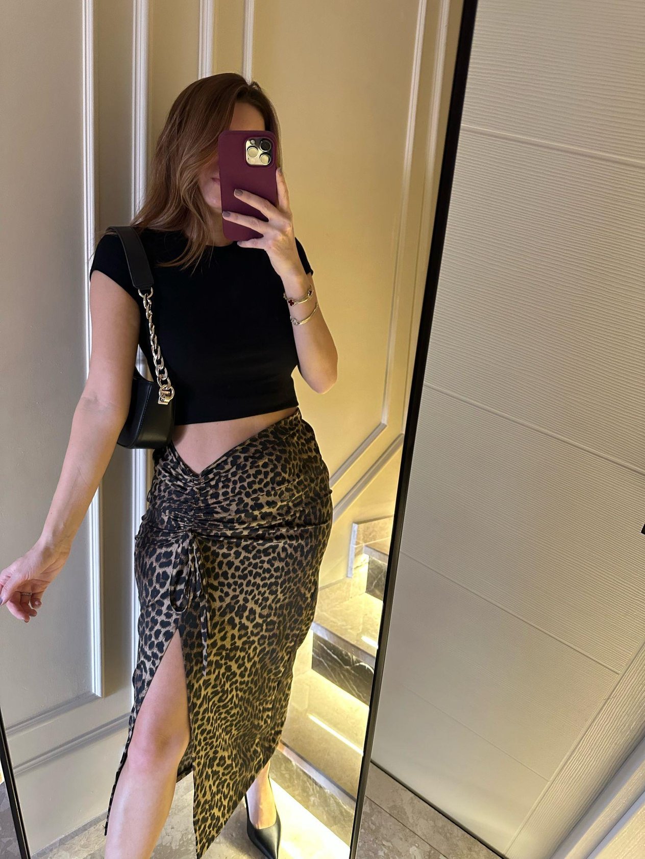 Leopar Cotton Büzgülü Etek