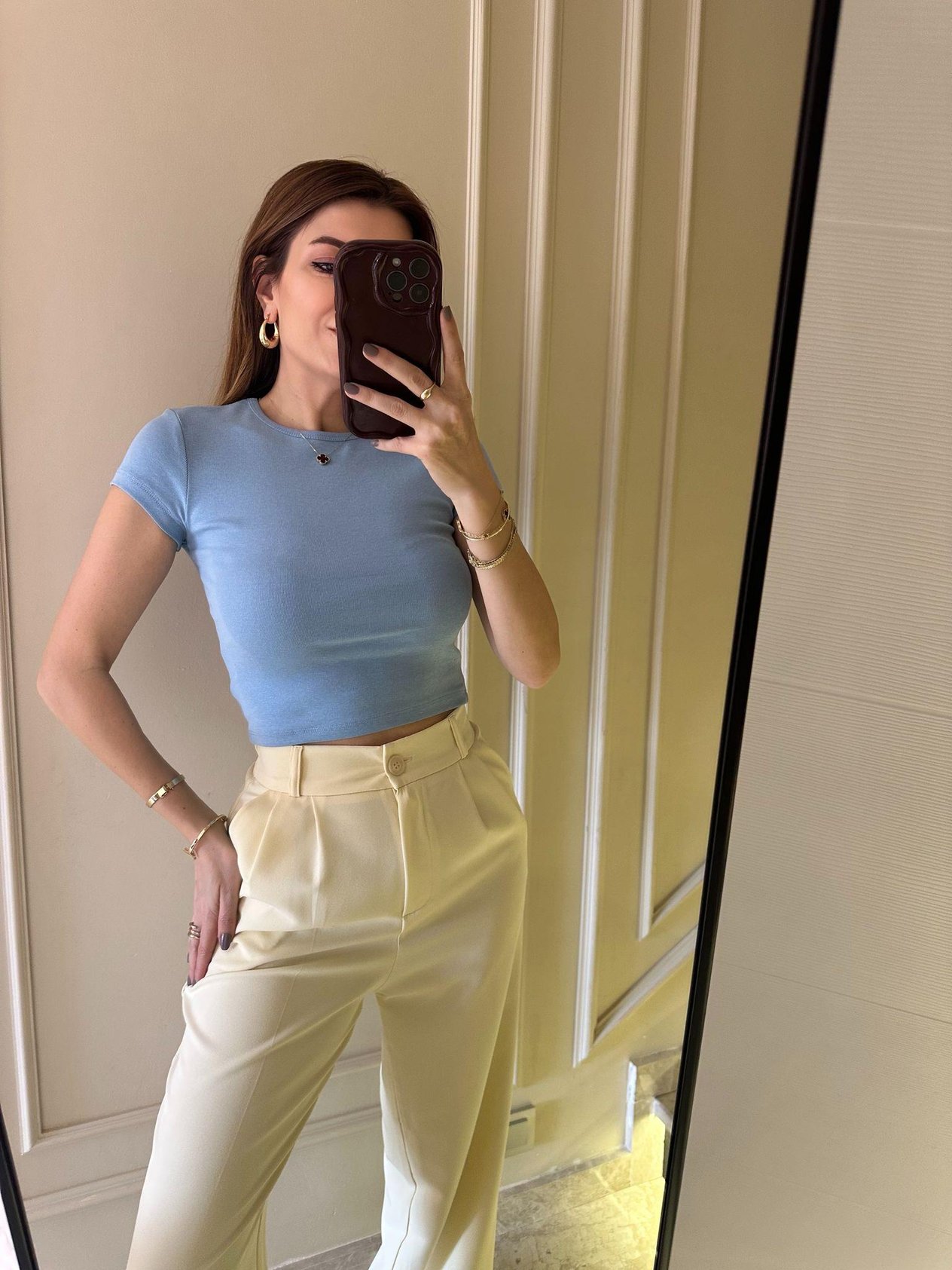 Mavi Kısa Kol Pamuklu Body