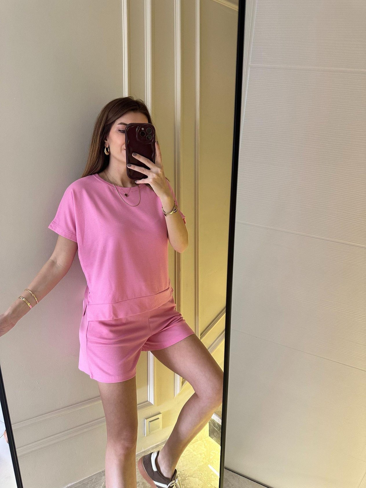 Şortlu TakımPembe Pike Şortlu Takım