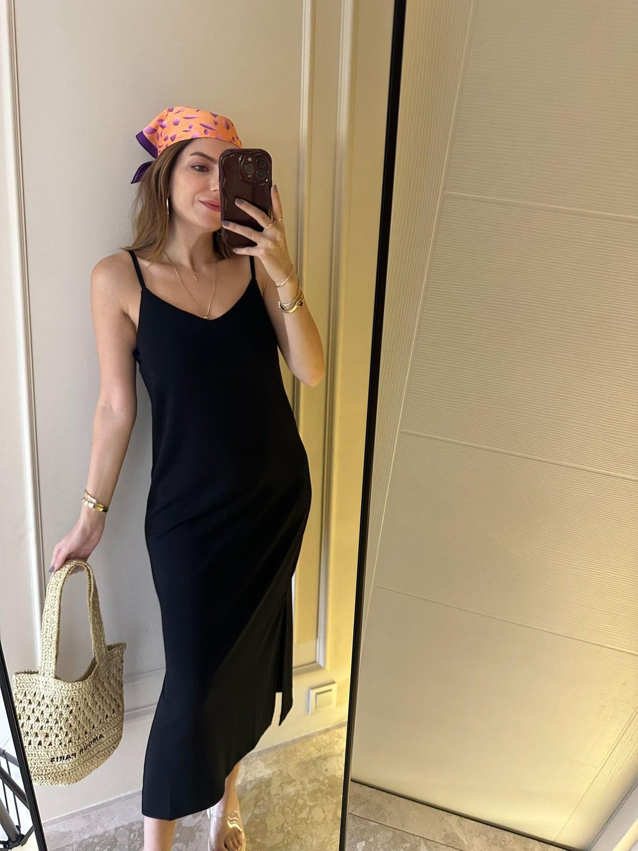 Siyah Askılı Penye Elbise