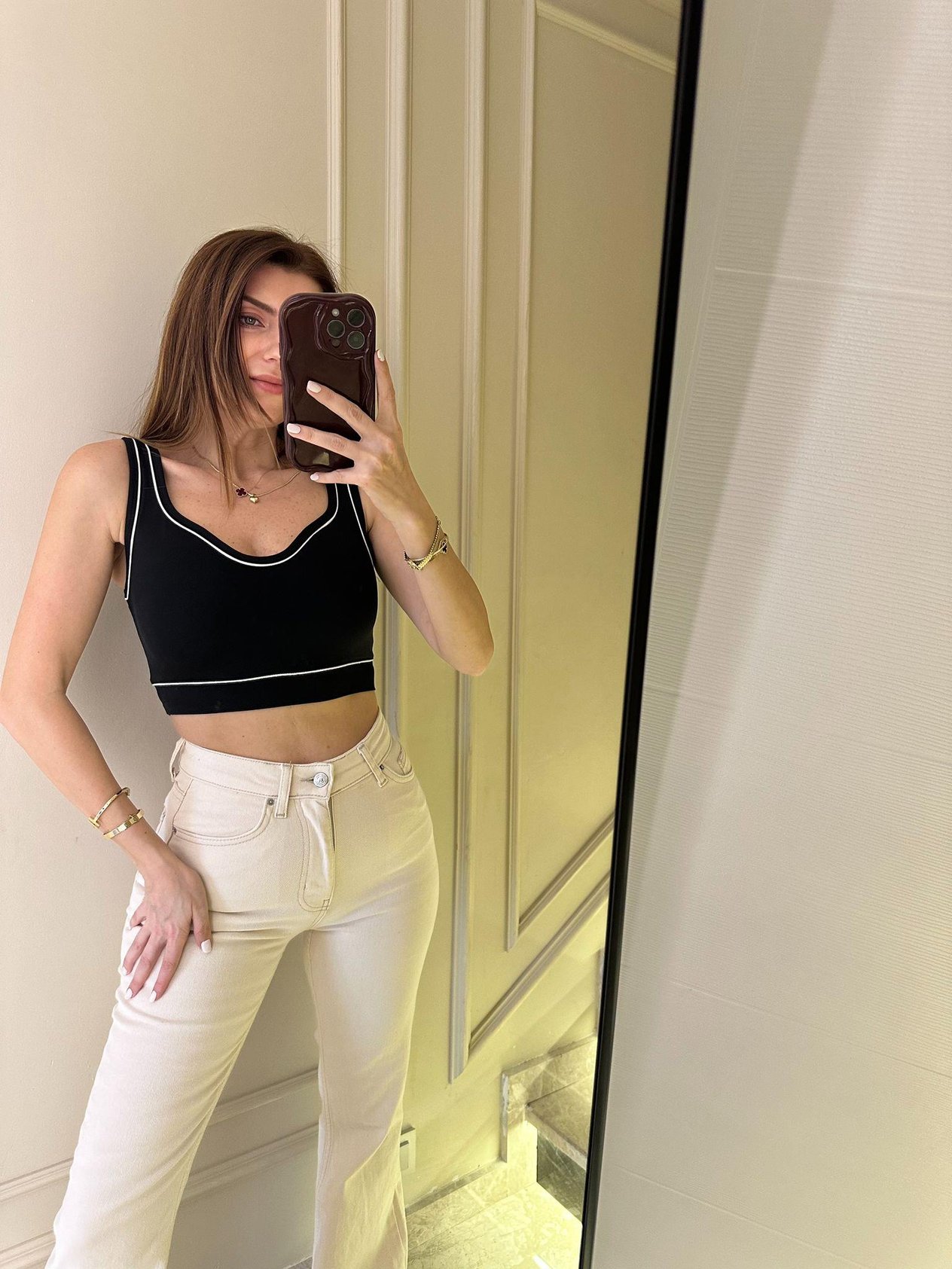 Crop BluzSiyah Biyeli Crop Top