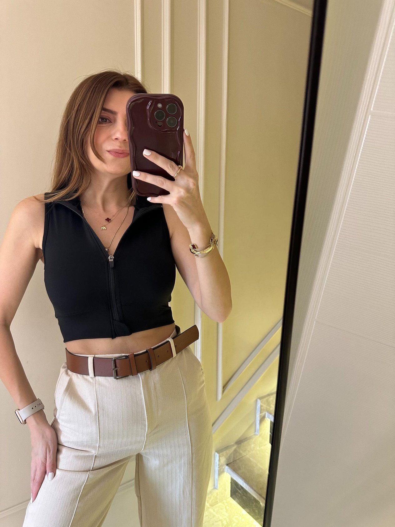 Siyah Fermuarlı Scuba Bluz
