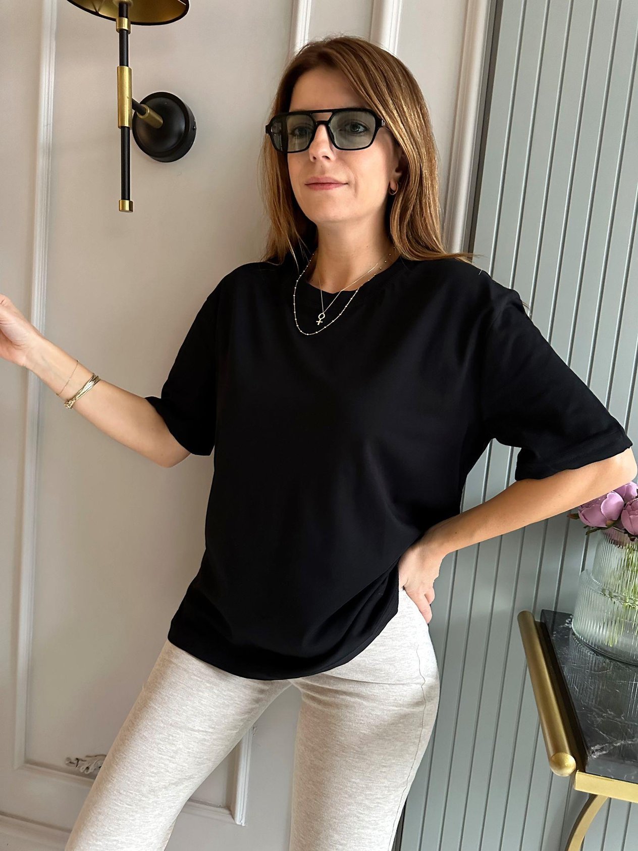 Siyah Karyokalı Tam Kalıp Tshirt