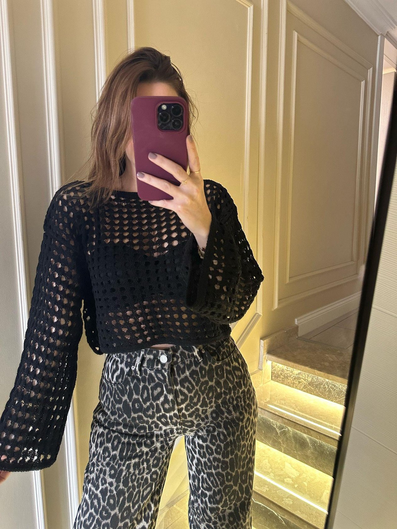 Siyah Mini Ajurlu Crop Bluz
