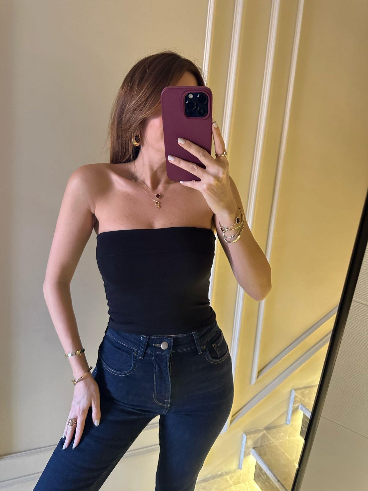Straplez BluzSiyah Straplez Crop Bluz