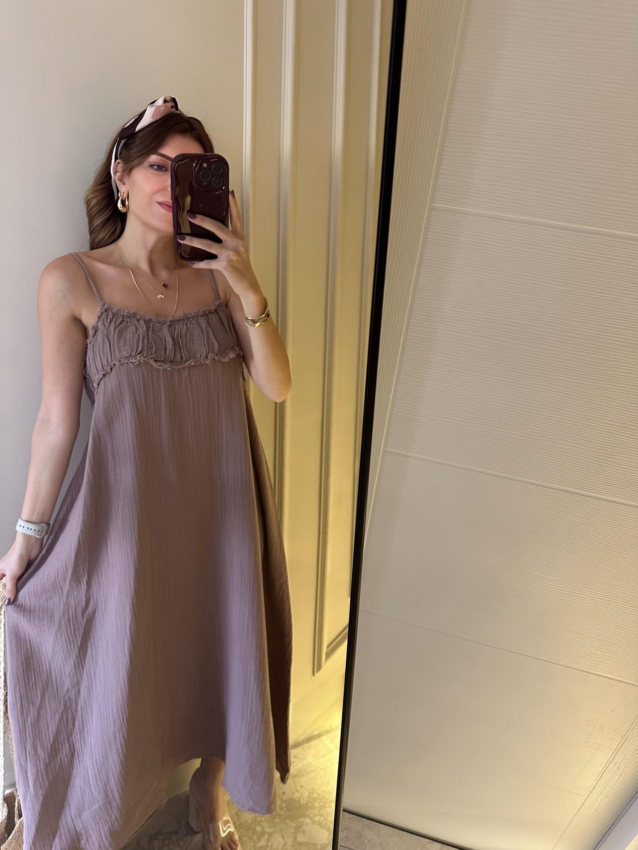 Vizon Müslin Kumaş Ayarlanabilir Askılı Elbise