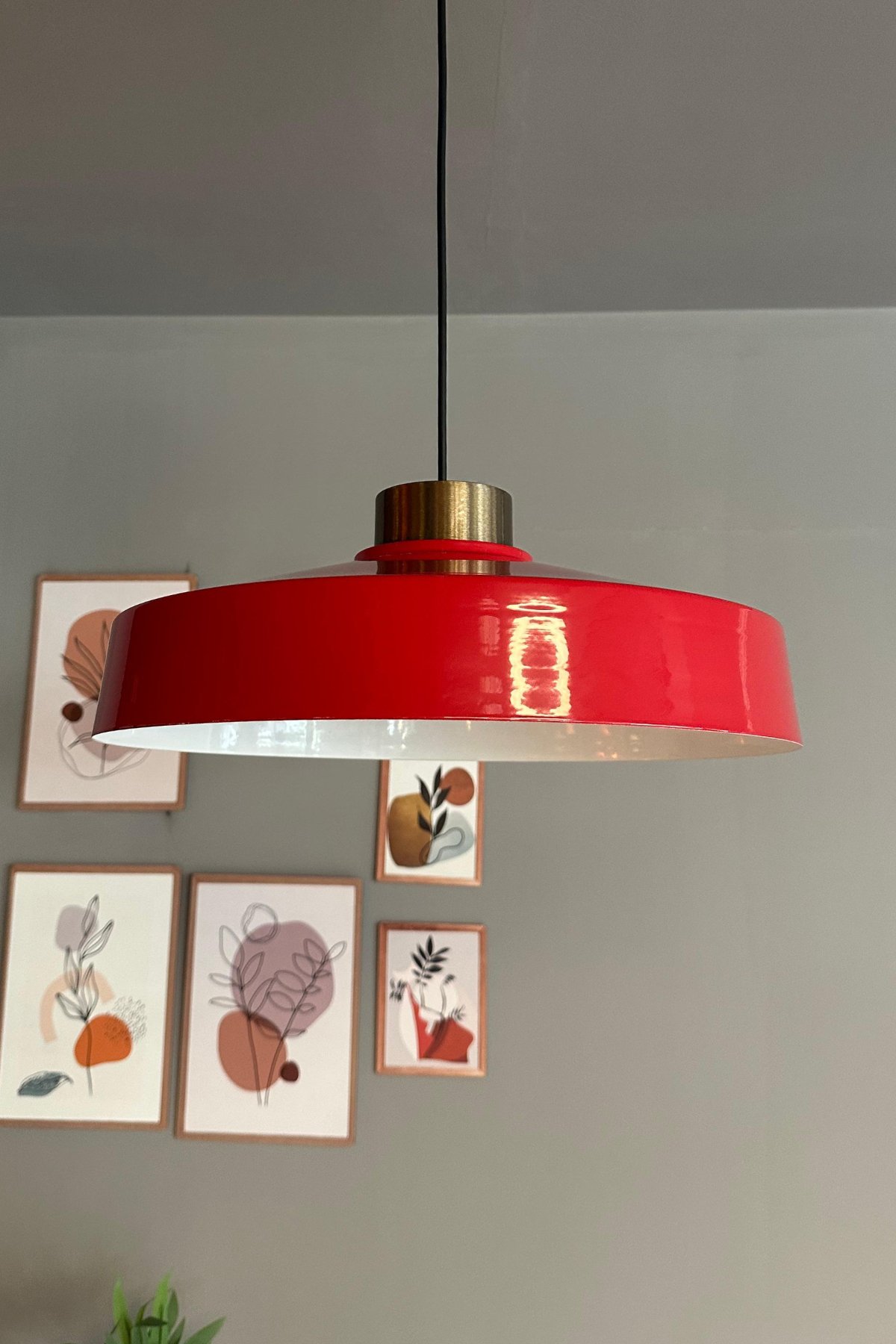 Açe Kırmızı Tekli Eskitme Plafonyer Başlık Avize Retro Sarkıt Ofis Showroom Salon Mutfak Avizeleri