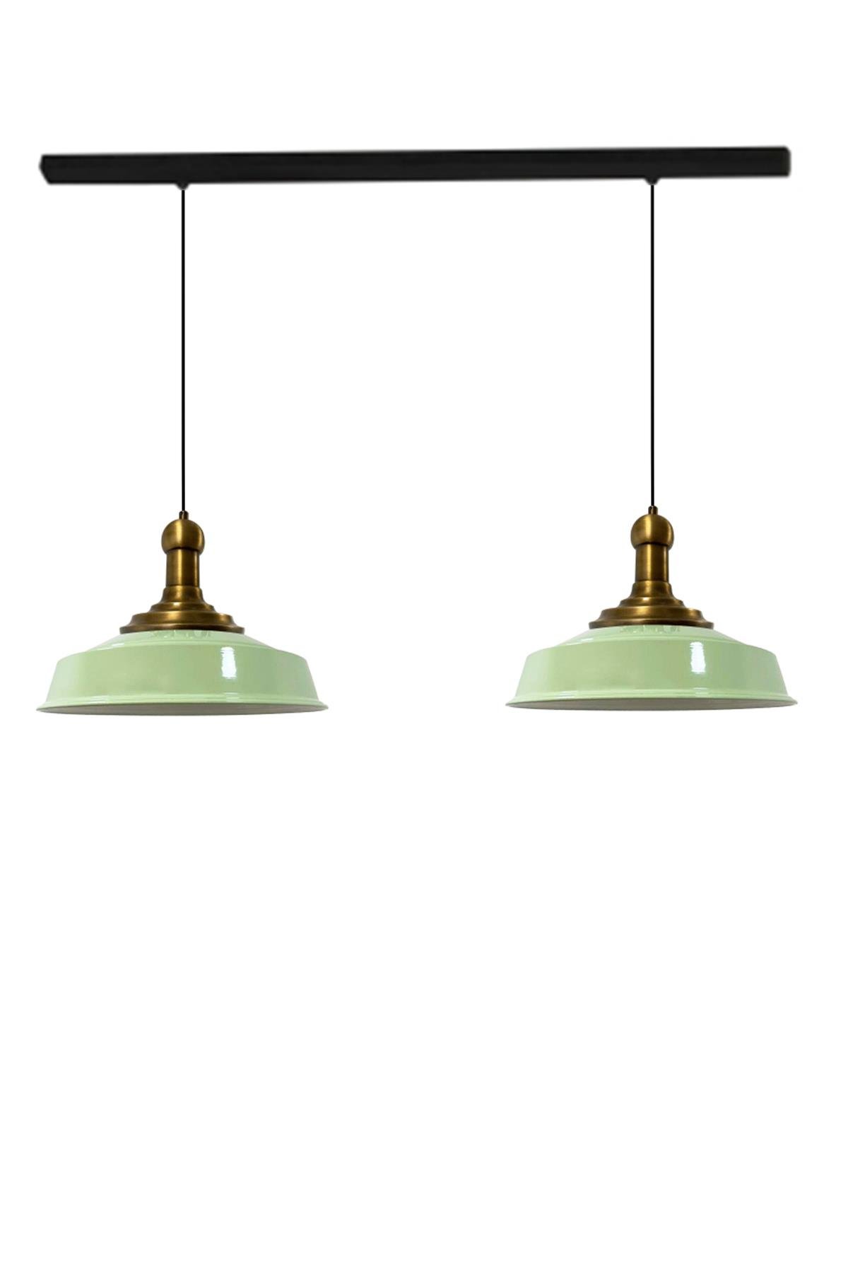 Bamyum İkili Mint Asaletli Eskitme Long Knob Başlık Retro Sarkıt Lamba Restoran Salon Aydınlatma
