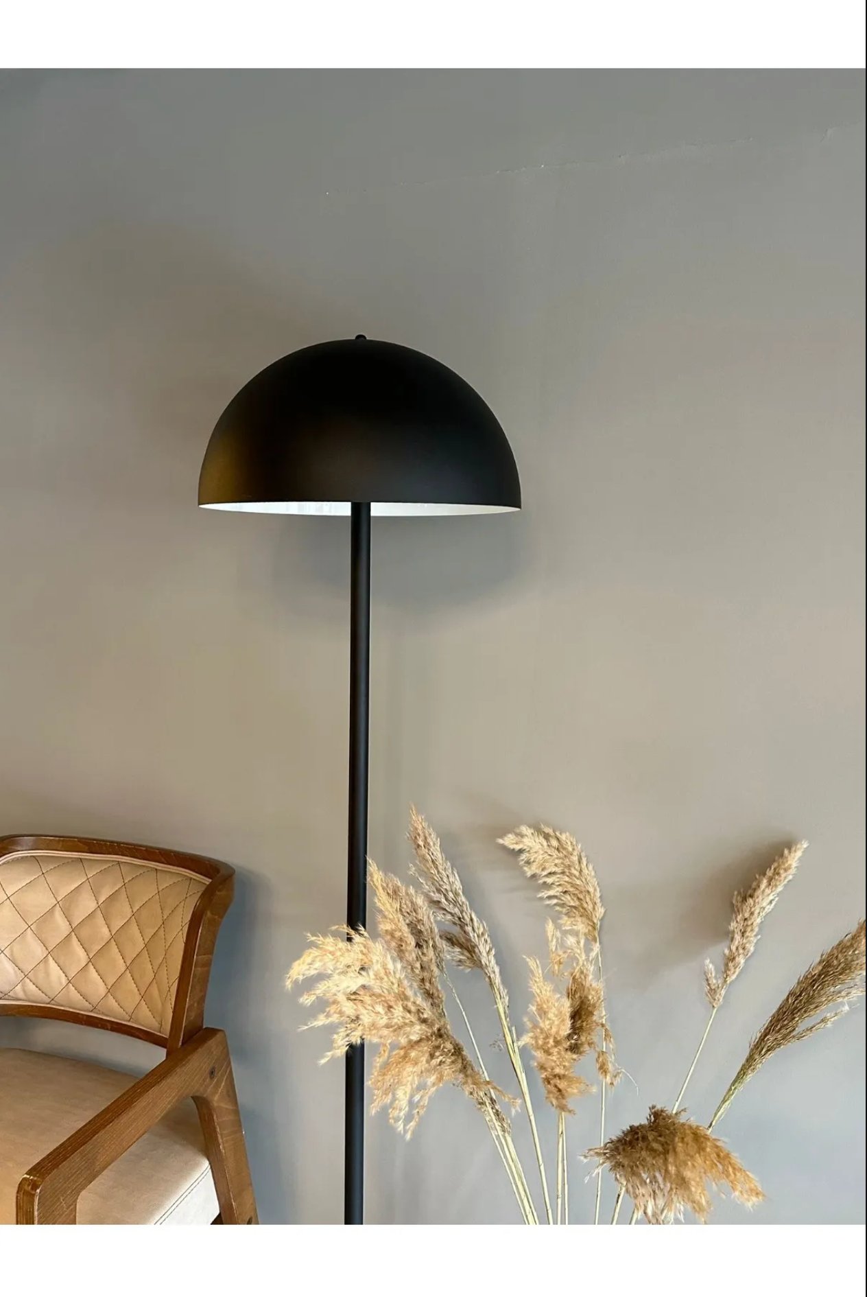 Bamyum Siyah Lambader Modern Dekoratif Metal Oturma Odası Çalışma Odası Zemin Lambası 170 Cm Kablo