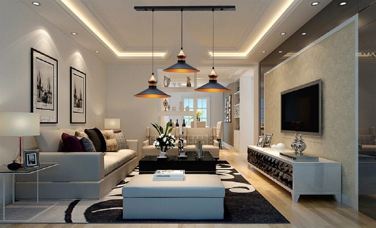 Bamyum Üçlü Salon Siyah Avize