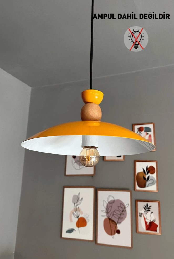 Bright Sarı Avize Tekli Sarkıt Salon Kuaför Cafe Dekoratif Aydınlatma Pastane