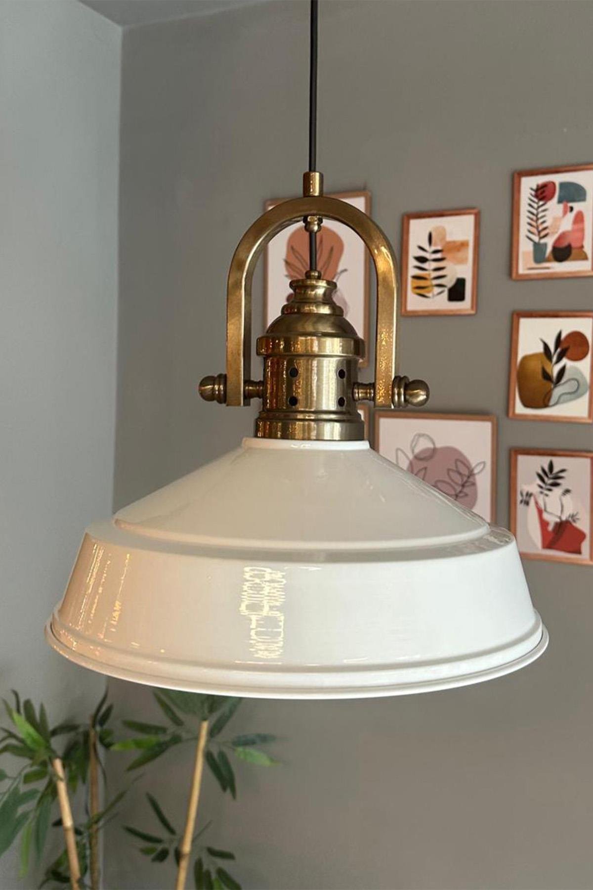Carmelo Beyaz Tekli Avize Delikli Eskitme Başlık Retro Sarkıt Lamba Restoran Salon Aydınlatma