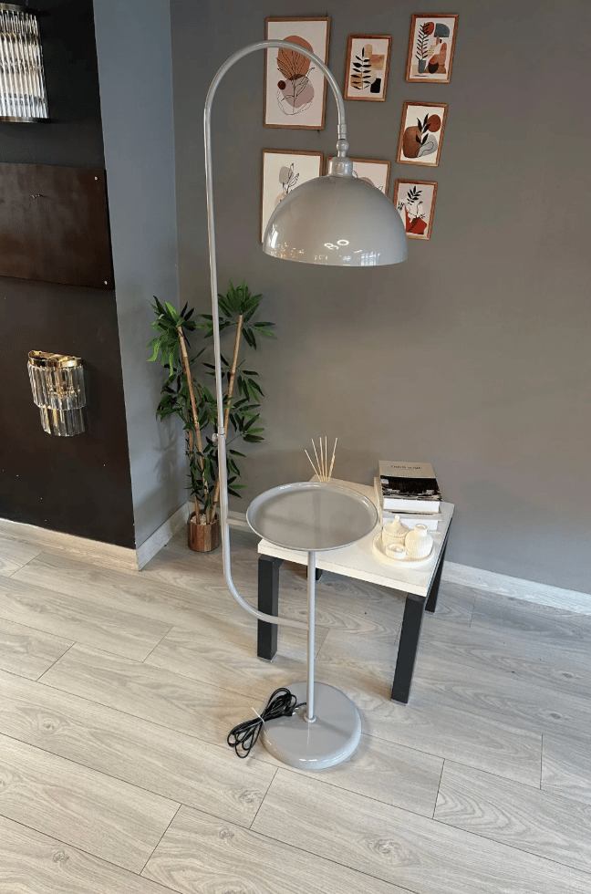 Gri Lambader Hareketli Başlık Sehpalı Modern Dekoratif Metal Oturma Odası Çalışma Odası