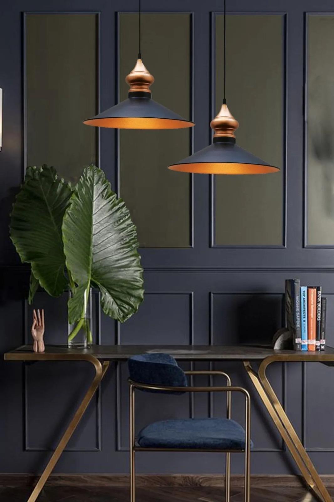 Ikili Salon Siyah Sarkıt Lamba Yemek Masası Oturma Odası Mutfak Salon Otel Showroom Kuaför