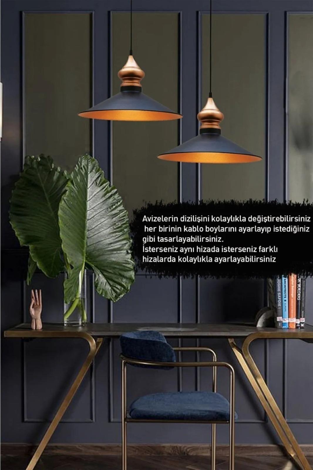 Ikili Salon Siyah Sarkıt Lamba Yemek Masası Oturma Odası Mutfak Salon Otel Showroom Kuaför