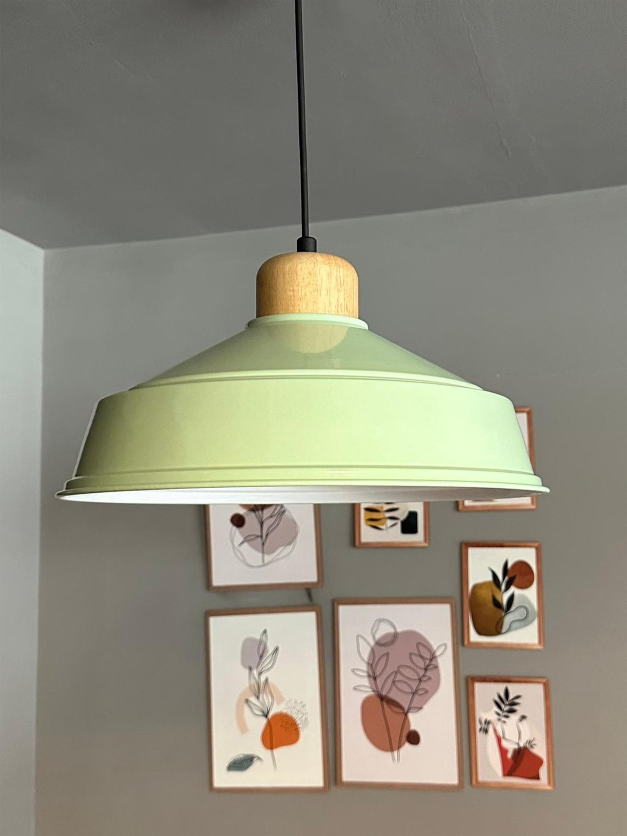 Mint Tekli Avize Ahşap Başlık Retro Sarkıt Lamba Restoran Salon Aydınlatma