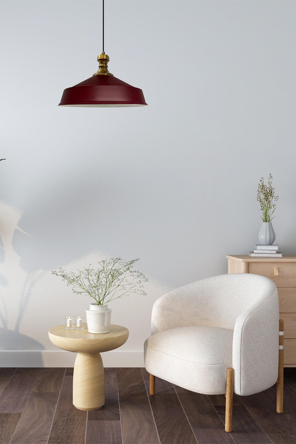 Vişne Çürüğü Renk Asaletli Eskitme Knob Başlık Retro Sarkıt Lamba Restoran Salon Aydınlatma