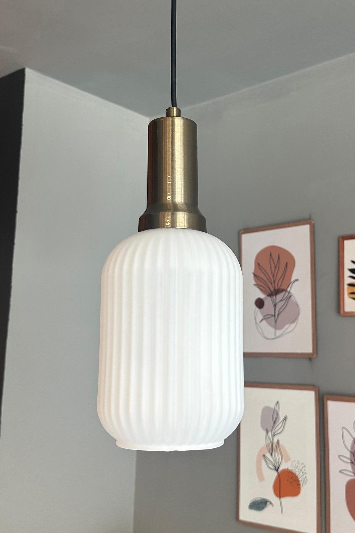 Wingmn Beyaz Cam Tekli Avize Eskitme Fener Başlık Retro Sarkıt Lamba Restoran Salon Aydınlatma