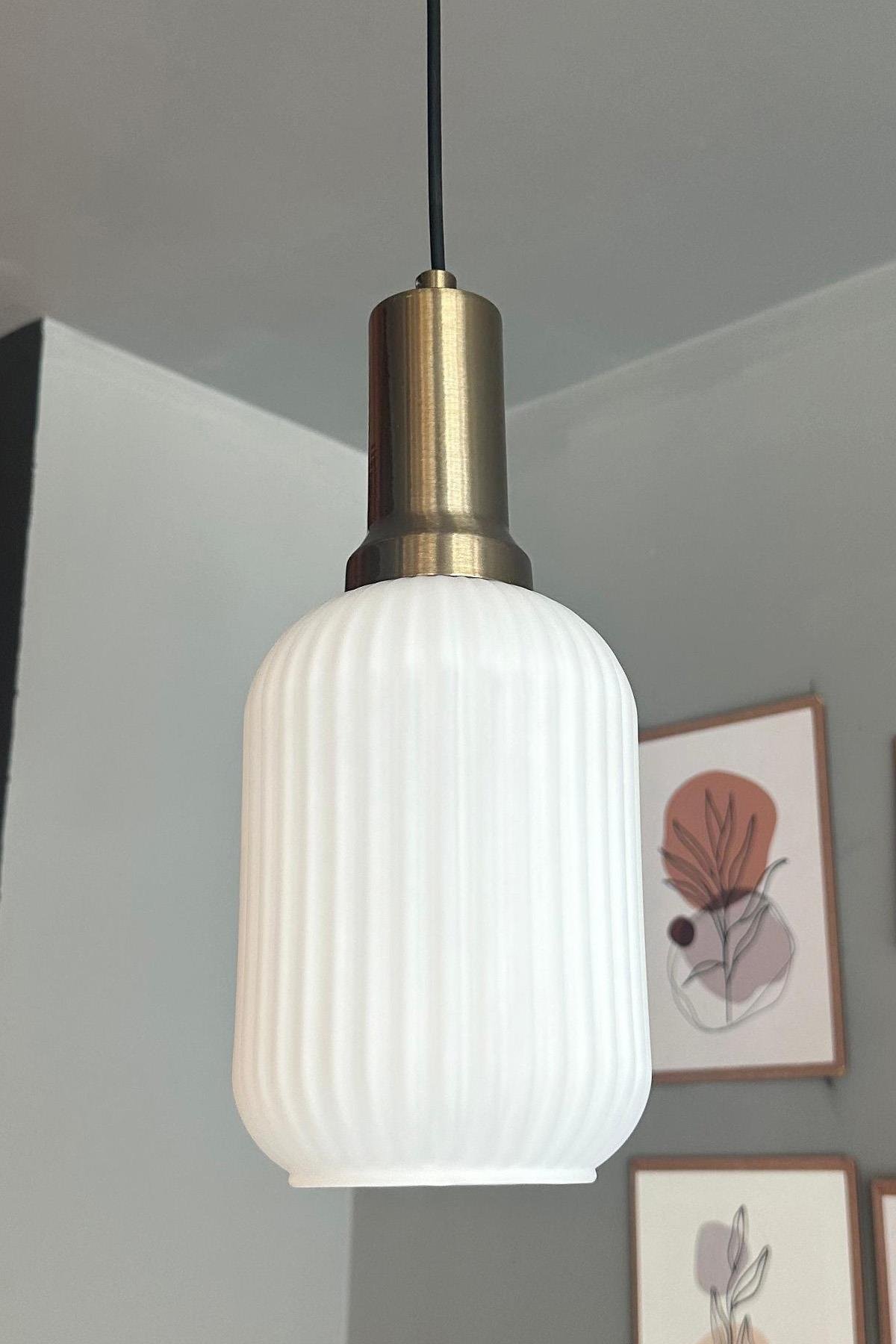 Wingmn Beyaz Cam Tekli Avize Eskitme Fener Başlık Retro Sarkıt Lamba Restoran Salon Aydınlatma