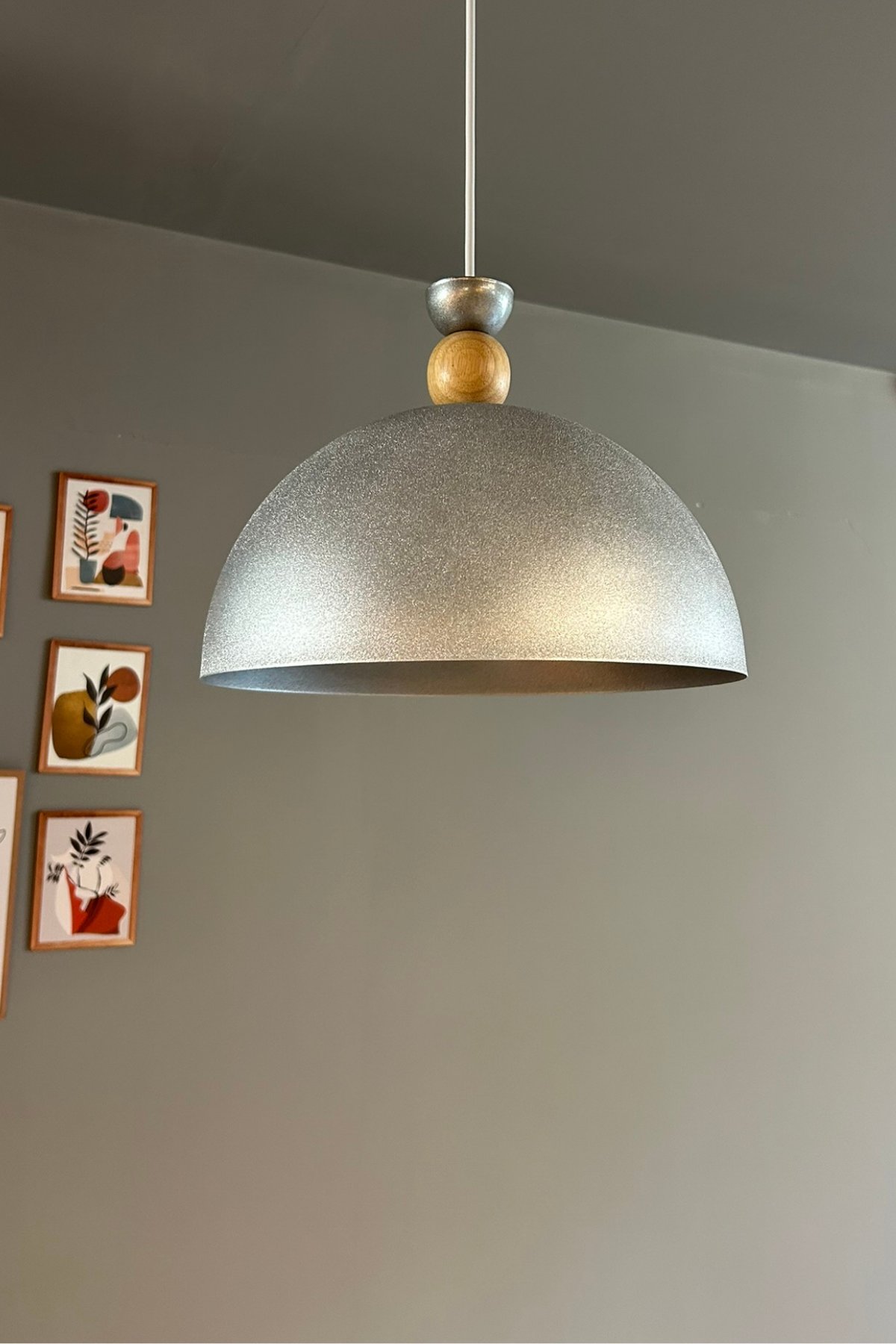 Yimpi Gümüş Avize Tekli Sarkıt Salon Kuaför Cafe Dekoratif Aydınlatma 
