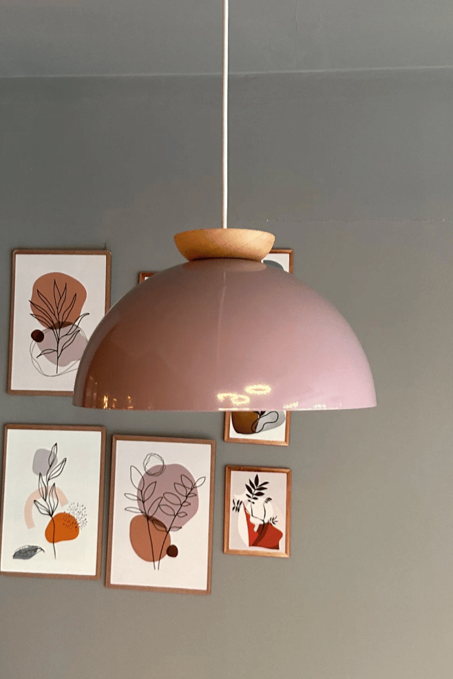 Yimpi Lila Avize Ahşap Tekli Sarkıt Salon Kuaför Cafe Dekoratif Aydınlatma Pastane