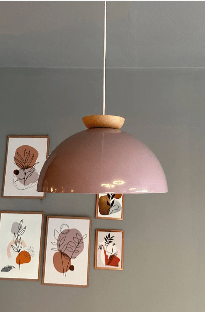 Yimpi Lila Avize Ahşap Tekli Sarkıt Salon Kuaför Cafe Dekoratif Aydınlatma Pastane