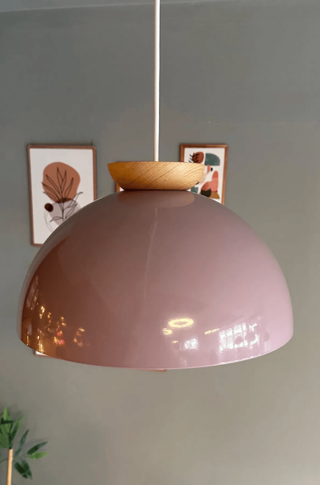 Yimpi Lila Avize Ahşap Tekli Sarkıt Salon Kuaför Cafe Dekoratif Aydınlatma Pastane