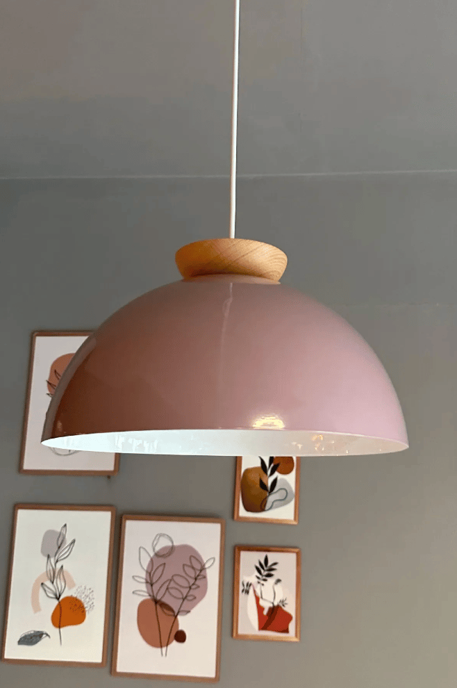 Yimpi Lila Avize Ahşap Tekli Sarkıt Salon Kuaför Cafe Dekoratif Aydınlatma Pastane